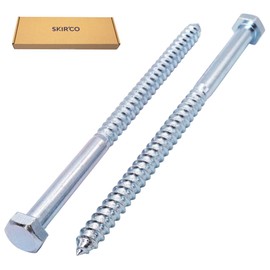 SKIR'CO (Pack of 6) DIN 571 Galvanised Steel Hex Head Wood Screws M12 x 200 mm Screws Hex Head Key Screws