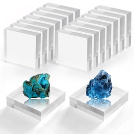SAMYUCHO Acrylic Blocks 3 X 3 X 1 Inch 16 Pcs Acrylic Base Stand for Display Clear Block Square Riser Display Stands Pedestal Polished Cube for Jewelry trophy Props Collection Ring