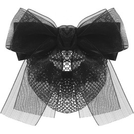 Bowknot Snoods for Women Hair | Barrette Fine Mesh Hair nets for Buns | Bow Hair Clip Barrettes for Women Thin | Bun Cover | Ladies Clips | Dressy Clips for Hair (Black, One size)