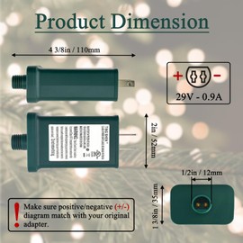 Power Supply TS-26WL29V Class 2 LED Transformer 29V 0.9A 26W Raintight IP44 US Plug Adapter, Seasonal-Use Driver for String Light, Holiday Lighting, Christmas X-Mas Tree
