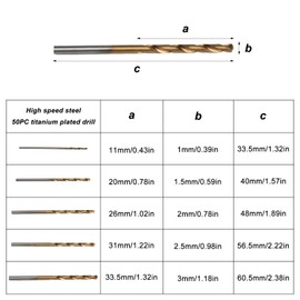 QBXMY7 70 Pcs HSS Mini Twist Drill Bit Set,Metric Drill Bit Set,0.3mm - 3mm(#61 to #80) Small Drill Bits,Micro Drill Bit Set for Pin Vise Rotary Tool,Wire Gauge Micro Drill Bits for Soft Metal Plastic