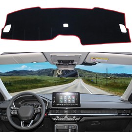 LOCOY Dash Cover Mat for Honda CRV Accessories 2023 2024 2025, for CR-V Dashboard Mat, Center Console Cover Sunshield Protector Pad, Dashboard Decorative Interior, UV Rays Protector Mat (Red Trim)