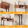 GarveeHome Fluted Console Table with Storage,Wood Sofa Table with Sliding