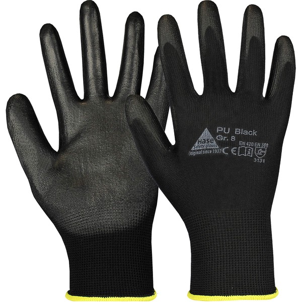 Hase Safety Gloves PU Black Nylon Work Gloves with PU