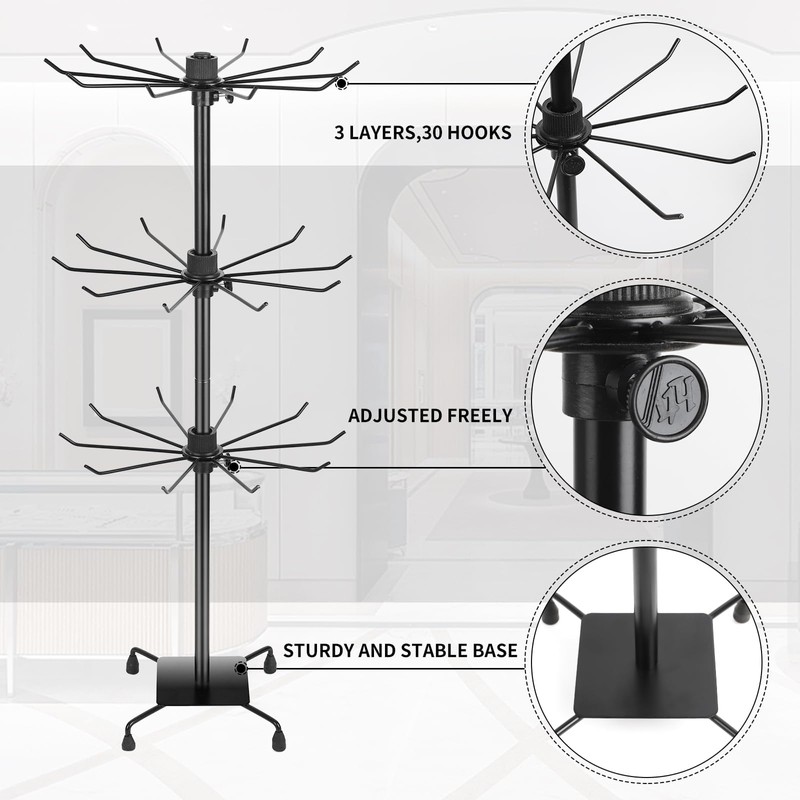 bahforam 3 Tier Spinner Display Rack Retail Display Stand Metal