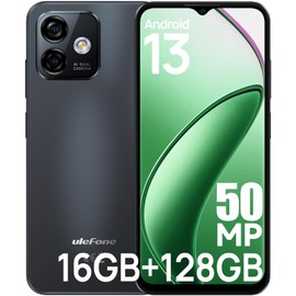 Ulefone Note 16 Pro 16GB+128GB Mobile Phones, 50MP Camera Octa Core Smartphone SIM-Free Unlocked 6.52" HD+ 4400mAh 4G Dual SIM Android 13 Fingerprint Face ID GPS OTG, UK Version Black