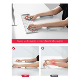 2 Pack Elbow Rest Pads for Desk, Ergonomic Arm Pad for Office Home Games, Memory Foam Rest Cushion Pad for Wrist, Arm & Elbow, Soft & Breathable, Non-Slip Silicone Base, Grey