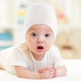 DRESHOW 4 Pieces Baby Beanie Newborn Toddler Soft Cute Knit Hat Hospital Hats for Baby Boys Infant Cap Beanies