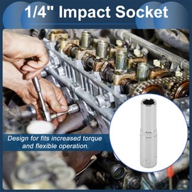 INFINAUTO Impact Socket 50mm for Car Motorcycle Dirtbike Repair Hardware Tool CR-V Silver Tone Durable 6 Point 7mm 1/4 Inch Drive