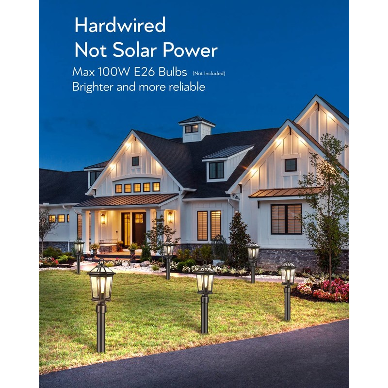 VIANIS Outdoor Post Lights Hardwired 120V, Dusk to Dawn Lamp