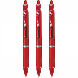 Pilot – Pack of 3 pens Medium Point acroball-Clip Plastic, red