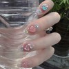 POKENGDA Acrylic Fake Nails 3D Heart Design,Coffin Press on Medium