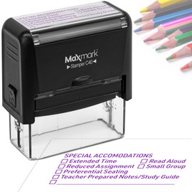 SPED Modifications Or Accommodation Self Inking Stamp - Perfect for Teachers! - Large Size - Style 1 - Purple Color