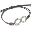 Wrapables Adjustable Rhinestone Infinity Leather Corded Bracelet, Brown Silver Tone