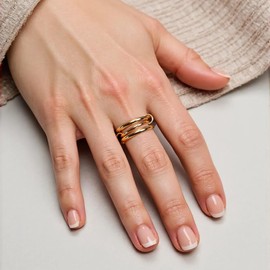 SIDHGN Chunky Gold Stackable Rings for Women,Dainty Multi-Link Rings Non Tarnish Women Jewelry,18k Gold Plated Stacking Rings Set Size 5-11 (7)