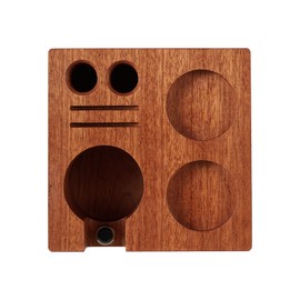 IKAPE Espresso Tamper Holder, Wooden Coffee Tamper Station Base, Natural Walnut Espresso Tamp Mat Stand Fit for 58mm Espresso Accessories - Can Adjustable Portafilters Stand Height (7 IN One)