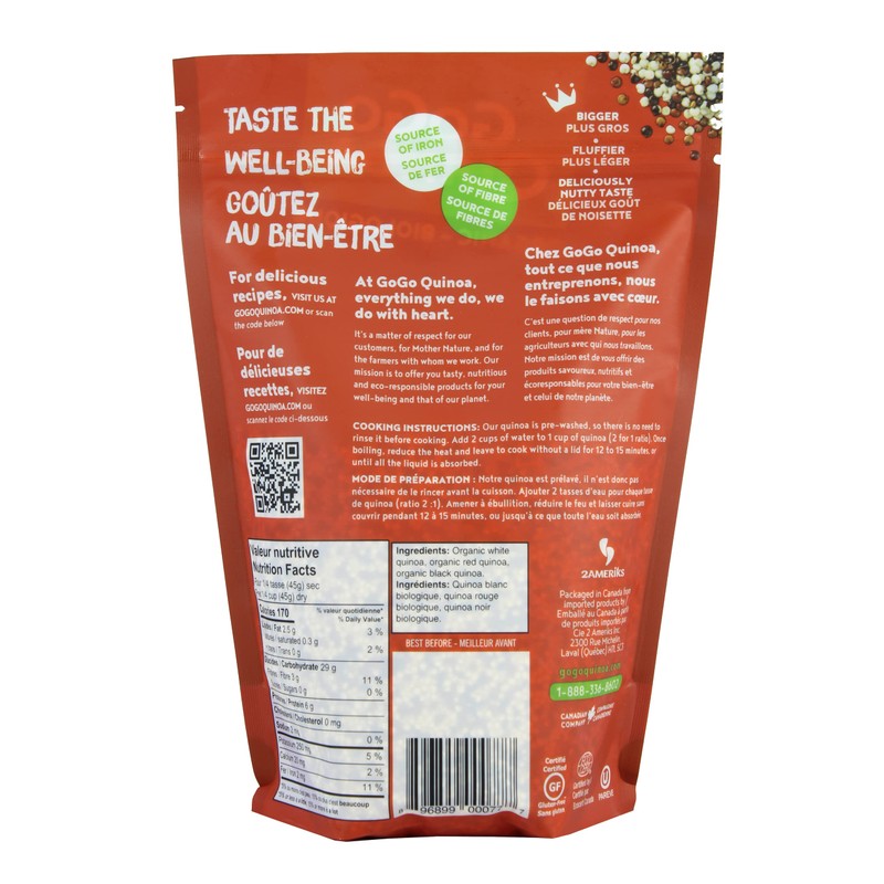 GoGo Quinoa Organic Tricolor Grain Royal Non GMO Vegan Quinoa