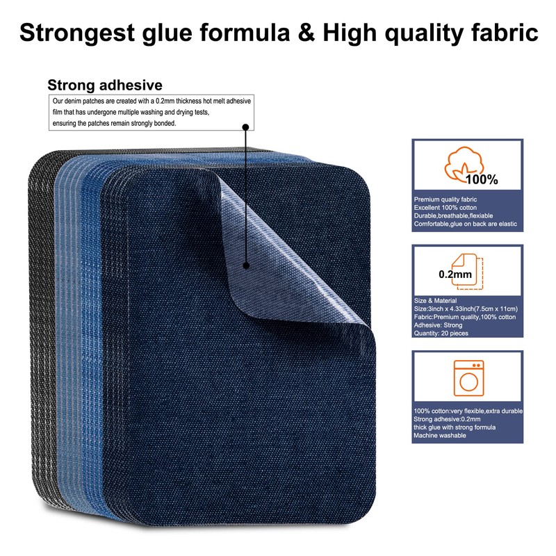 Premium Quality Denim Iron-on Jean Patches Inside & Outside Strongest