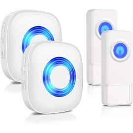 PHYSEN Wireless Doorbell with 2 Receivers 2 Buttons - PHYSEN Waterproof Doorbell Chime.