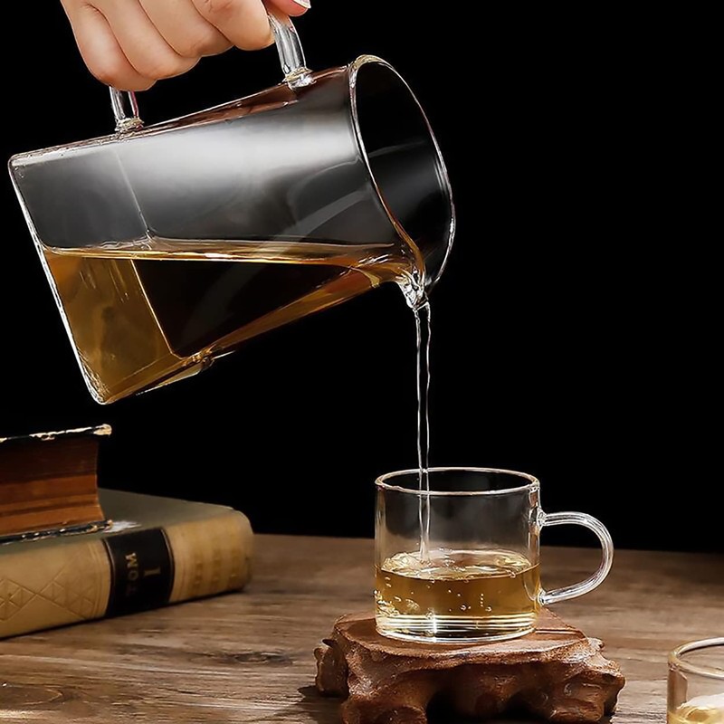 Glass Pitcher with Handle, Milk and Cream Pitcher Cup Jug,