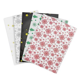 Christmas Tissue Paper for Gift Wrapping - Festive Design Star Snowflake Tissue Paper 25 Sheets 5 Different Pattern 50 x 35cm for Christmas Craft Gift Wrapping
