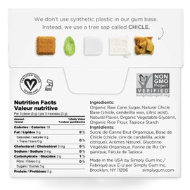 SIMPLY Gum | Spearmint | Plant- Based Chewing Gum | Pack of Six (90 Pieces Total) | Synthetic Plastic Free + Aspartame Free + non GMO