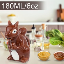 ISTOOLL Squirrel Gravy Boat, 6 Oz Ceramic Sauce Boat for Gravy, Warming Sauces, Salad Dressings, Milk, Novelty Gift for Animal Lovers