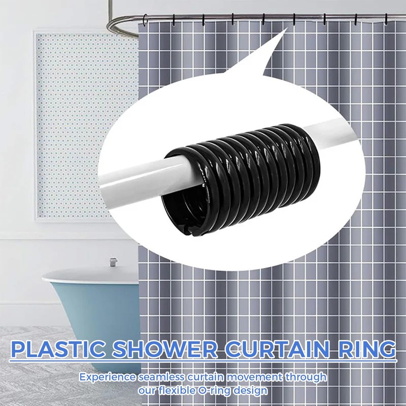 18 Pack Black Shower Curtain Rings, Easy Snap Hooks for