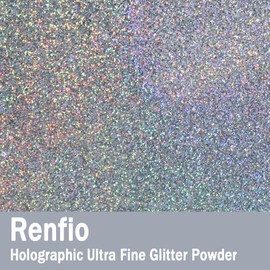 Renfio Renfio Holographic Ultra Fine Glitter Powder Metallic Resin Glitter 2.11 Oz (60g) PET Flakes Crafts Sequins 1/128" 0.008" 0.2mm Epoxy Chips Flakes for Tumblers Slime - Diamond Laser Silver