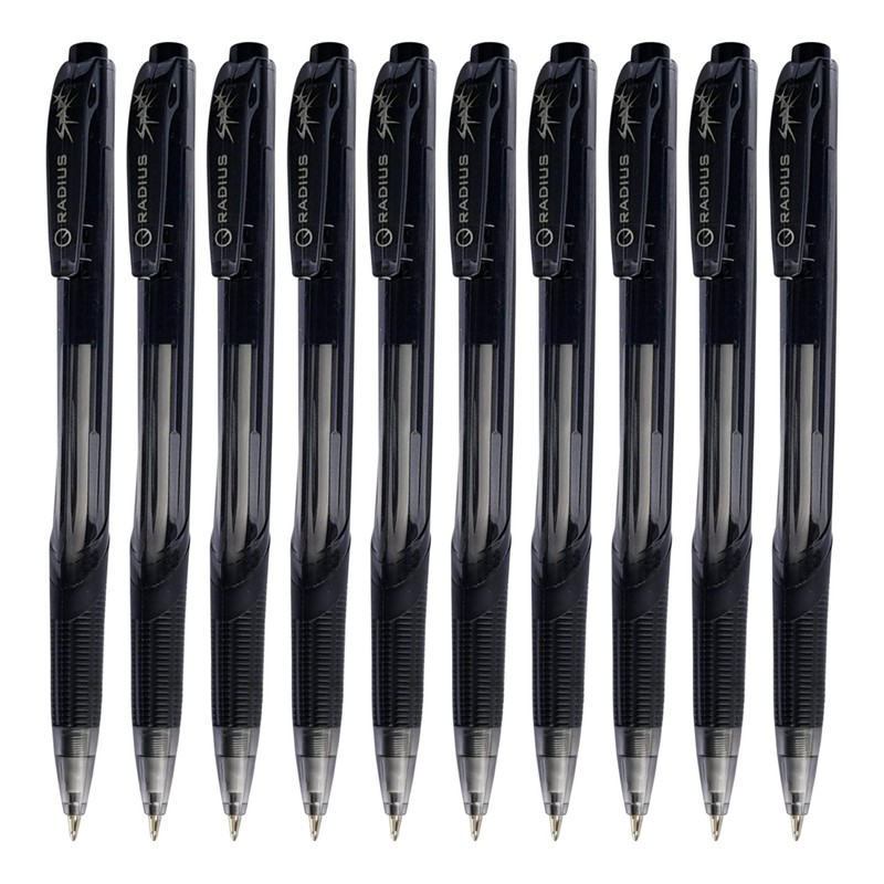 RADIUS Spark Retractable Ballpoint Pens, BLACK, Fine Point (0.7mm), Pack