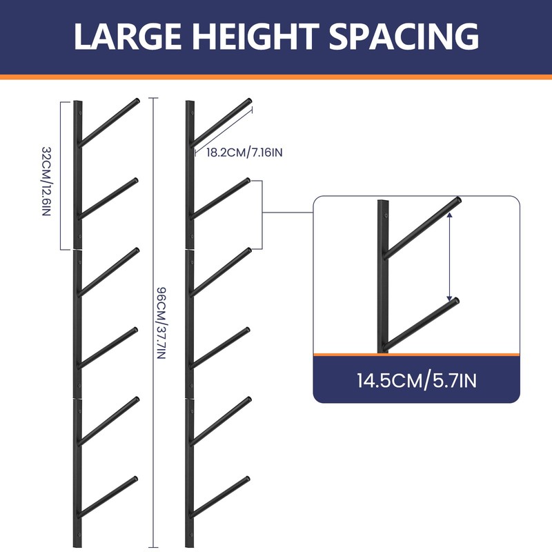 Skateboard Rack-6-Tier Skateboard Wall Mount & Snowboard Rack –Snowboard Wall
