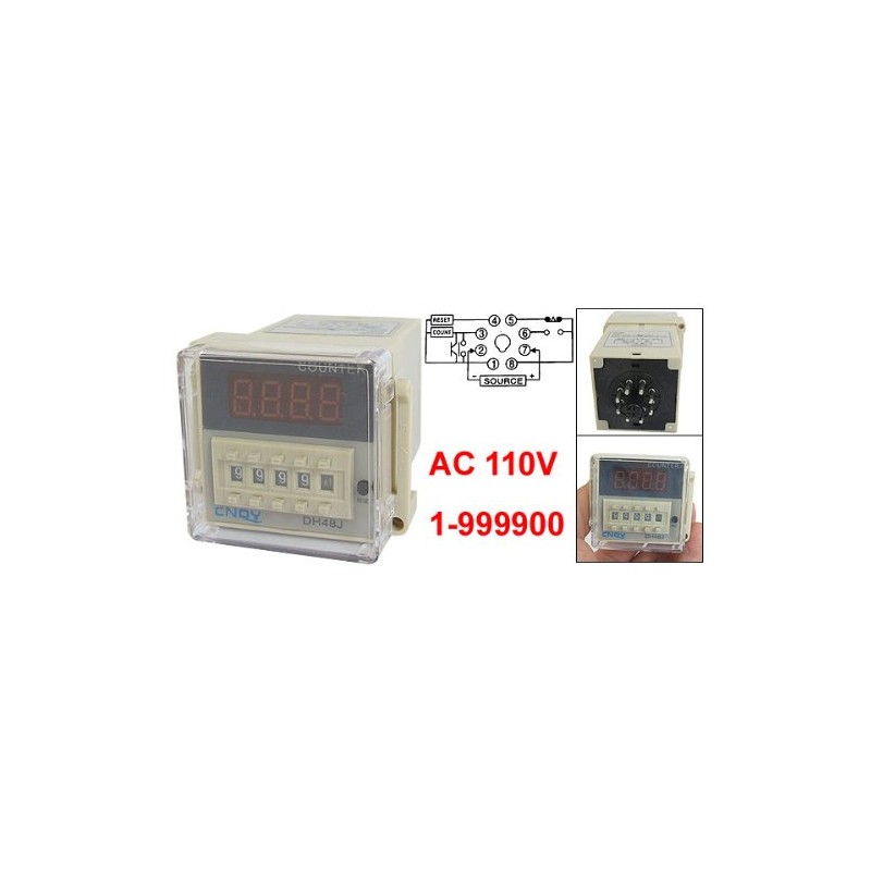 uxcell® DH48J AC 110V 50/60Hz 1-999900 8 Pin Count Up