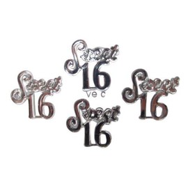 Miniature Acrylic Clear Sweet 16 Sign Charm Capias 24 Pieces