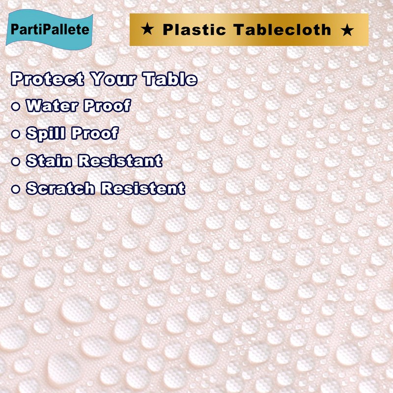 PartiPallete 3-Pack Premium Plastic Blush Light Pink Tablecloth Disposable 54"