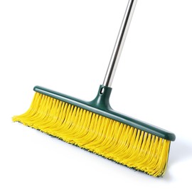 Yocada Heavy Duty Outdoor Broom Commercial Broom Garden Leaf Rake with Curved Bristles Adjustable Long Handle Indoor Outdoor for Yard Deck Garden Garage Lobby Lawn Sidewalk Leaves 58.7 Inch