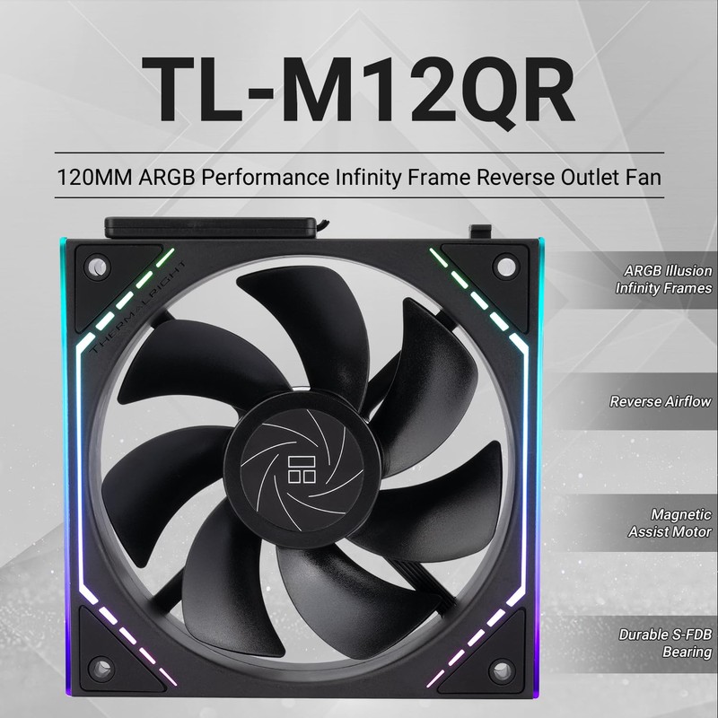Thermalright TLM12QR,Wireless Splicing Chassis Fan,Building Block Splicing Fan,Infinity Mirror ARGB