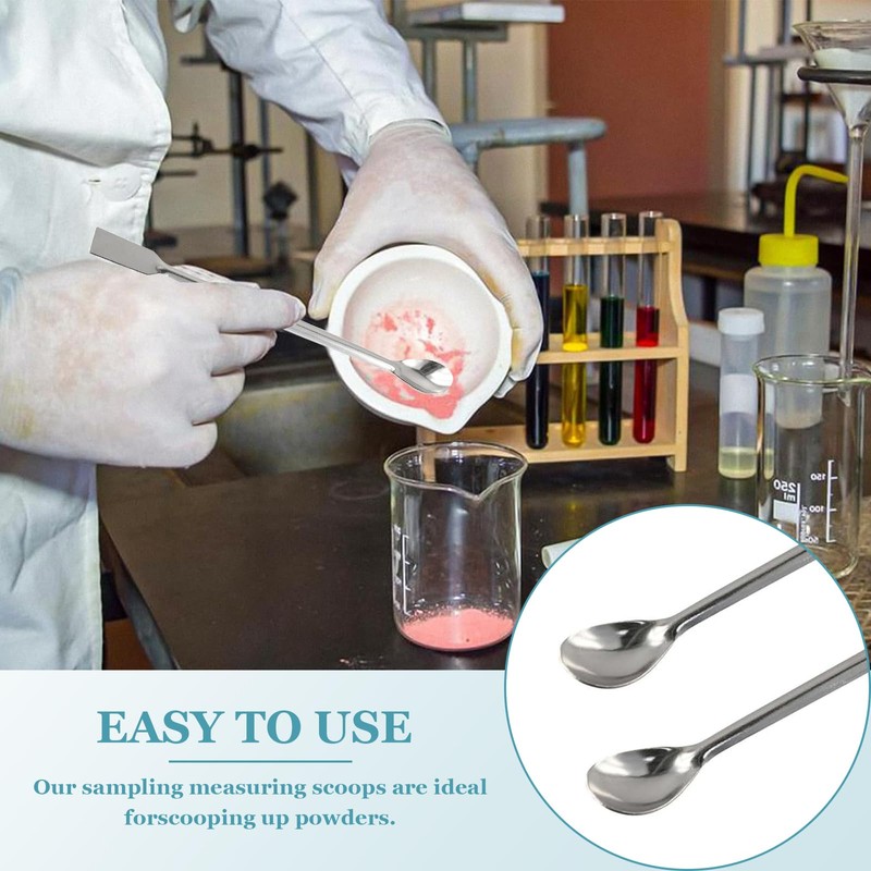 2 Pcs Lab Spatulas- 304 Stainless Steel Double-Ended Sampling Spoon