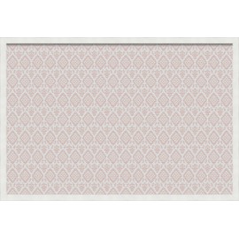 PinPix pin Cork Bulletin Board Made from Canvas, Ikat Vintage Grapefruit 36x24 Inches 2 x 3 ft and Framed in Satin White Frame (PinPix-1600-36x24_FRBW26074)