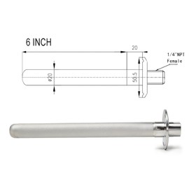 HOMHOK Tri-Clamp Stainless Steel with Diffusion Stone,2 Micron Aeration Stone,Carbonation Stone with 1/4" Female NPT CO2 inlet,1.5 Inch Tri clamp Size 6" Length