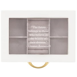 THINGS REMEMBERED Engraved White Wood Glass Top Jewelry Box (Free Customization)