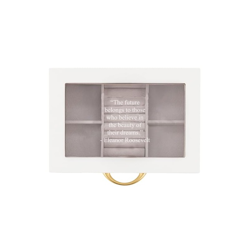THINGS REMEMBERED Engraved White Wood Glass Top Jewelry Box (Free