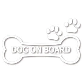nc-smile dog on board bone paw dog riding sticker (L, White)