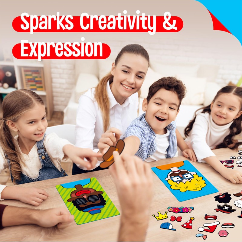 Magnetic Face Games, 55 PCS Giggle Face Magnetic Play Set-4