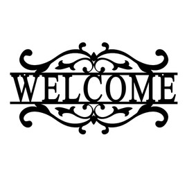 Metal Welcome Sign for Front Door Black Welcome Door Sign Indoor Outdoor Welcome Wall Decor