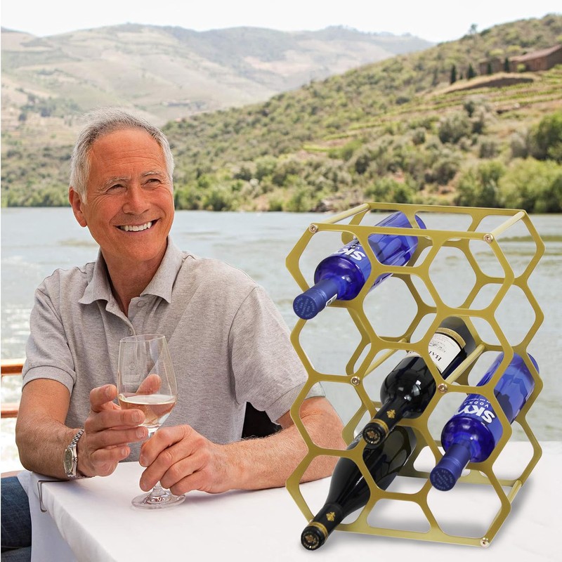 AT-VALY Countertop Wine Rack,Durable and Sturdy Freestanding 14 Bottle Wine