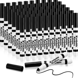 Janlaugh 60 Pcs Black Washable Markers Bulk Coloring Broad Line Markers for Kids Conical Tip Black Drawing Pens for Classroom Back to School Travel Art Baby Shower Gender Reveal Supplies, Ages 6+