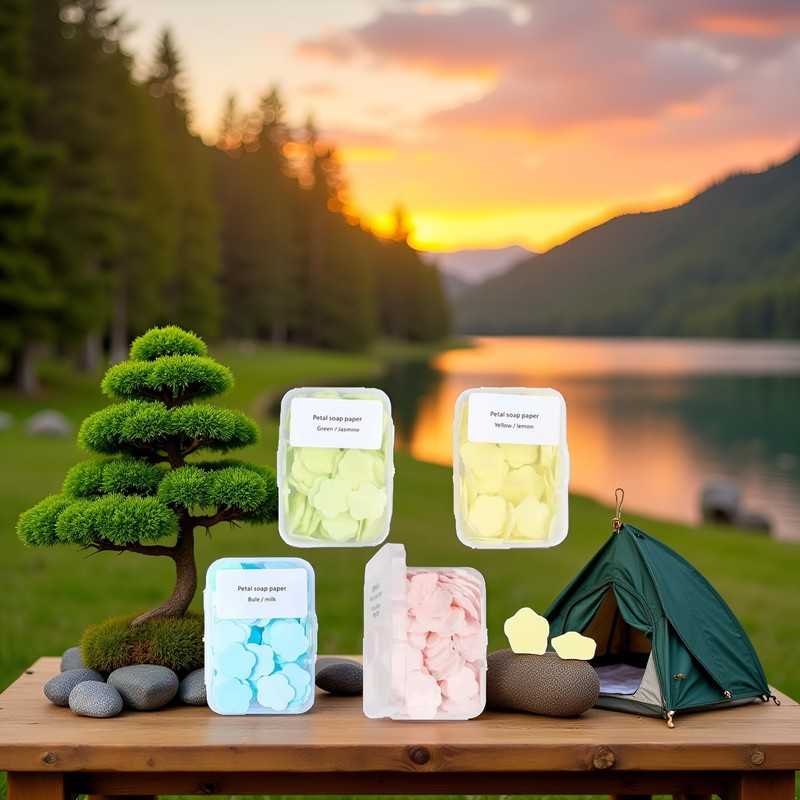 4 Boxes Paper Soap 4 Random Different Fragrances Mini Petal
