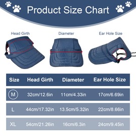 Breathable Dog Baseball Cap, Adjustable Baseball Cap for Pets, Dog Sun Hat with Ear Holes, Stylish Summer Travel Hat for Pets, for Everyday and Outdoor Activities (Navy Blue, M)