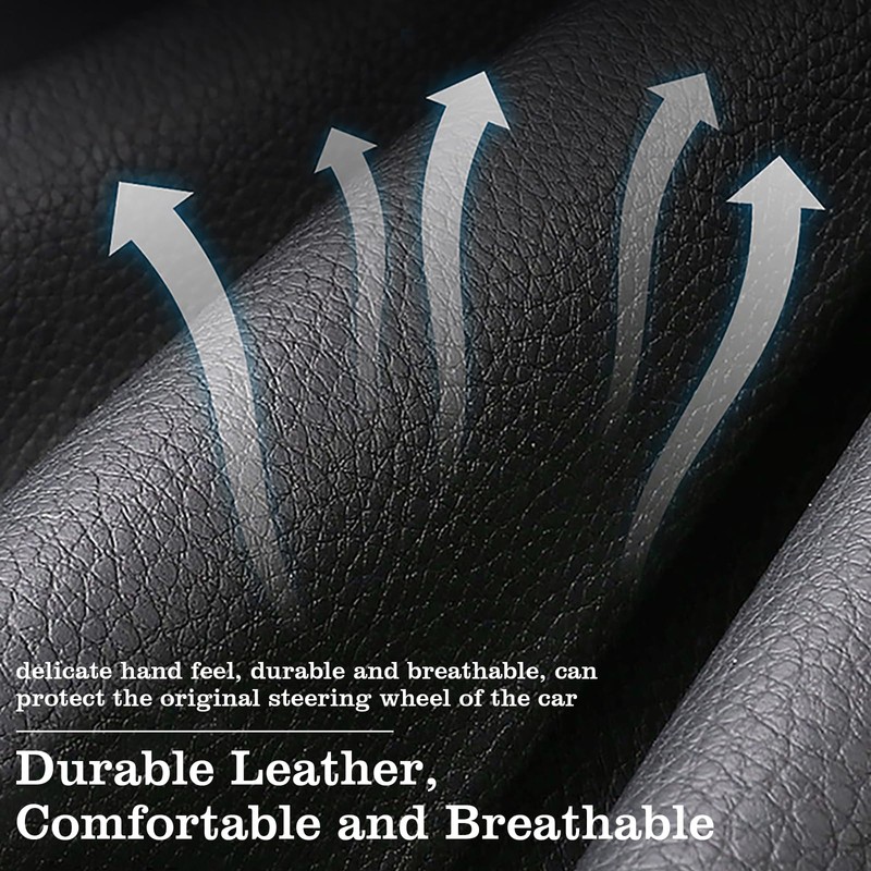 Car Leather Steering Wheel Cover - Panapi Material, Universal 14.5-15
