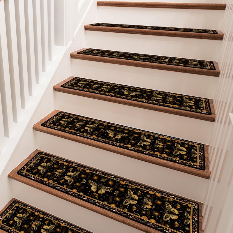 InIsaJace Stair Treads for Wooden Steps 15 Pack Moth Stair